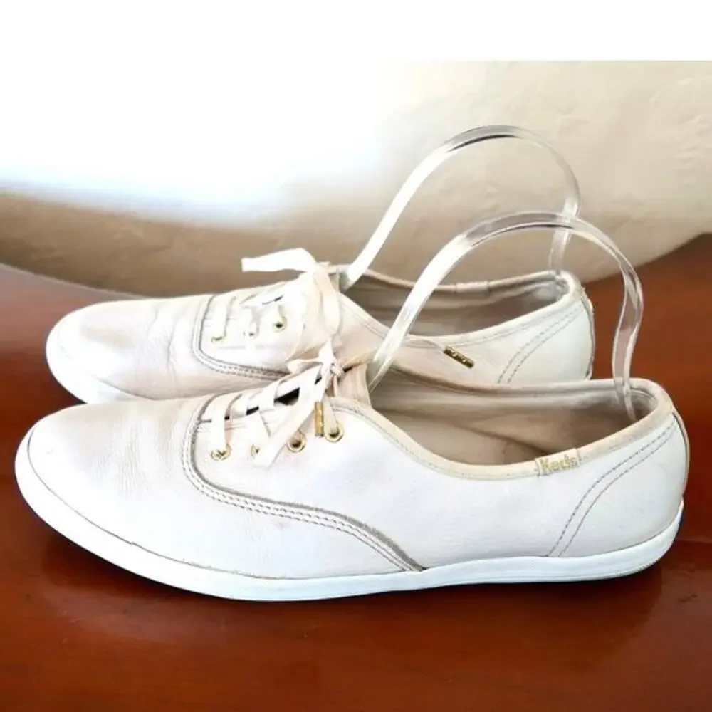 Keds Kate Spade Women’s White Leather Lace up Sneakers Woman’s Sz 9.5‎